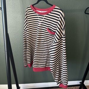 NWT - Oversized Stripped Sweatshirt XXL
